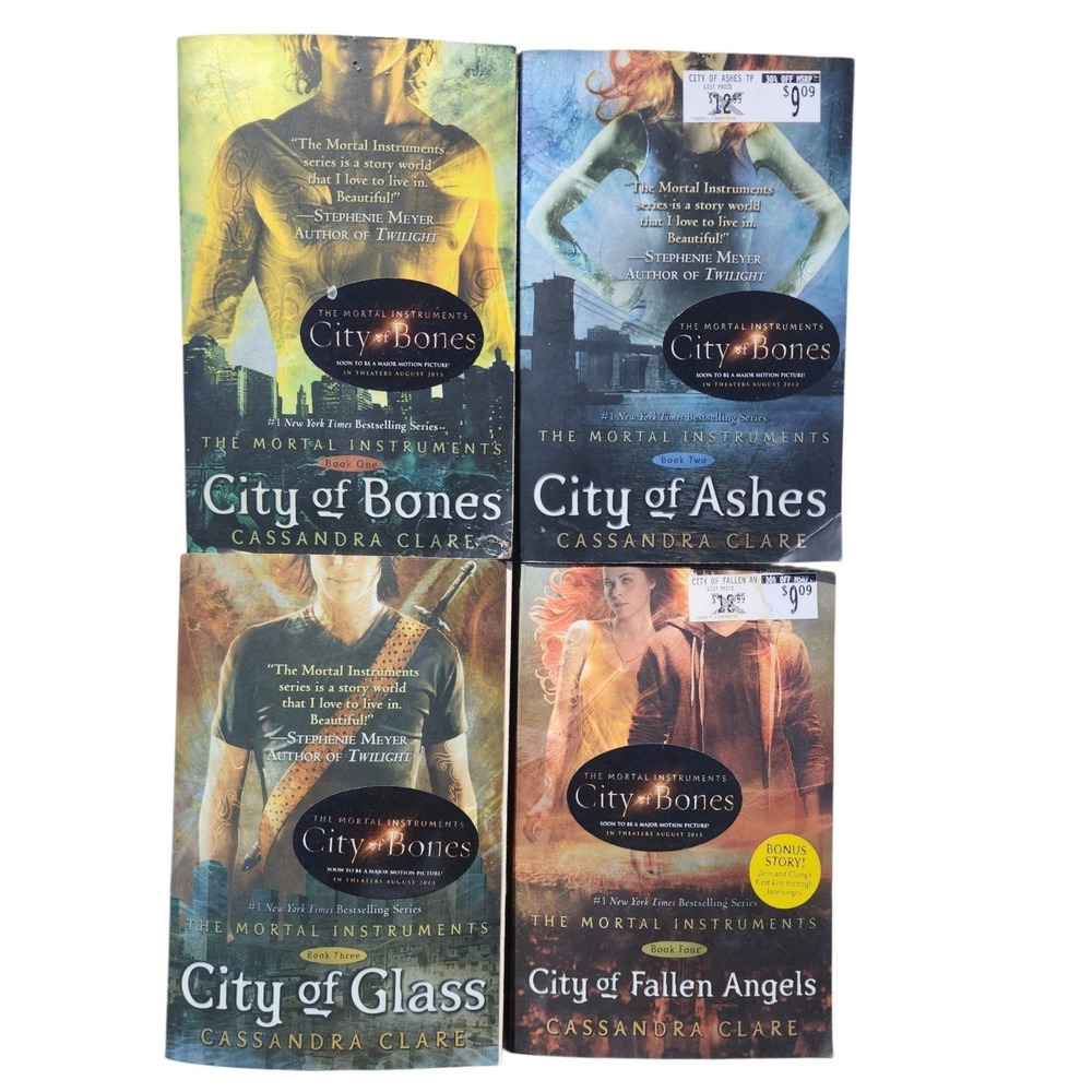 The Mortal Instruments Books 1-4 Cassandra Clare City of Bones Ashes Glass Angel